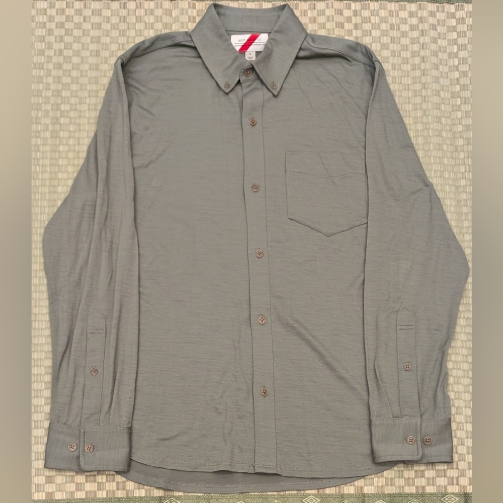 Best Made Co. 100% Merino Wool Button Up Shirt Olive Green Men's Size Small